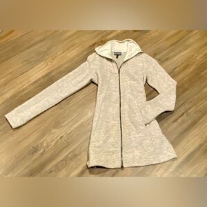 Ibex Alana Tunic Sweater Jacket, Size S, Merino Wool Full Zip Almond Heather